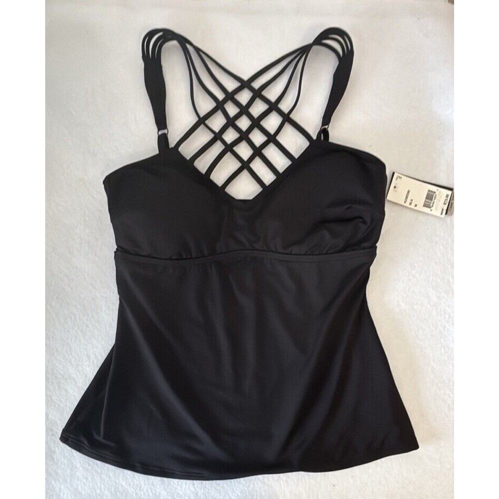 Kenneth‎ Cole Tankini Top Medium Black Resort Cruise Beach Pool Vacation